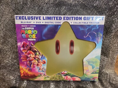 Super Mario Bros Movie 2023 Limited Tin Star Stand Gift Set Bluray DVD digital