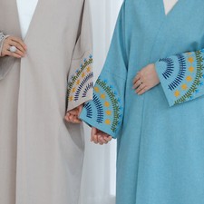 Dubai Women Kaftan Embroidery Open Abaya Cardigan Turkey Modest Kimono Ramadan