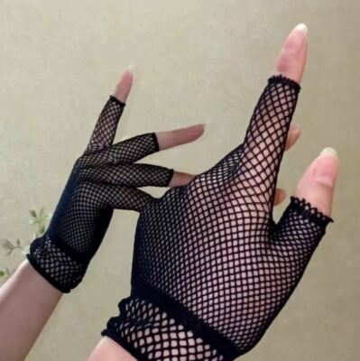 1 Pair Ladies Fishnet Gloves Mesh Stretchy Bride Fingerless Gloves Dress