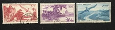 French Polynesia Bird Flying Over Tahiti Moorea Airmail Stamps 1948 Used