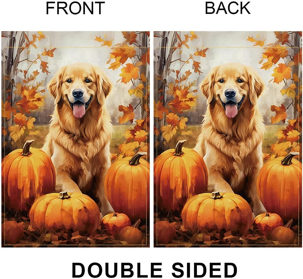 Golden Retriever Gartenflagge – Doppelseitig Bedruckt, 45,7 X 31,8 Cm, Mit Spruch „Welcome We Hope You Like Goldens“