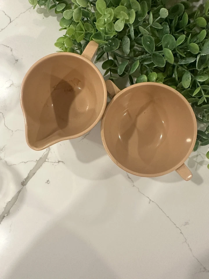 Vintage Melamine Textured PROLON WARE Brand Cream and Sugar Set Pink - Image 2 of 4