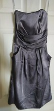 NWT David's Bridal Pewter Satin Strapless Short Pocket Dress S 2 Bridesmaid Prom