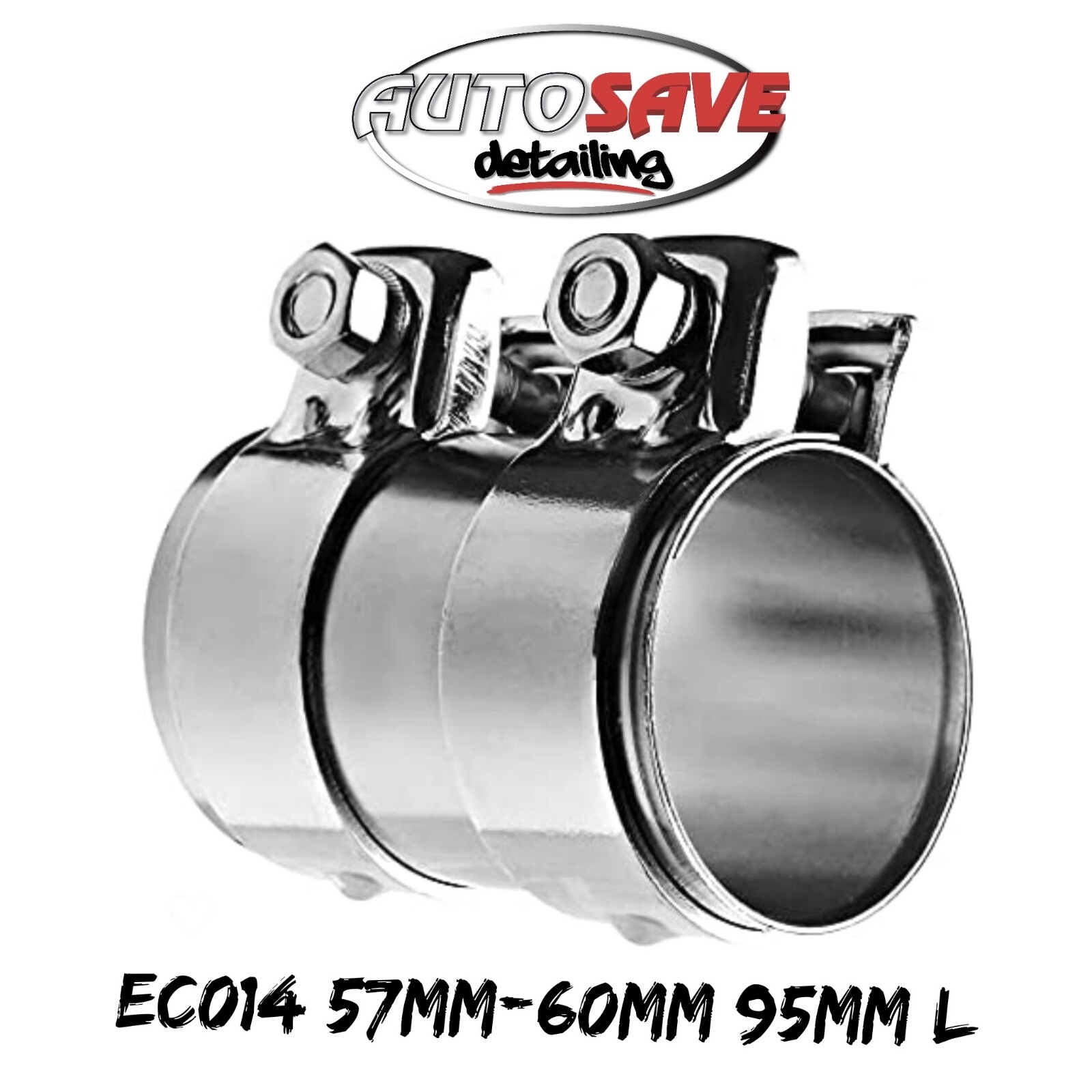 E-tech - Exhaust Pipe Connector Joiner 57mm to 60mm 95mm L Heavy Duty Clamp