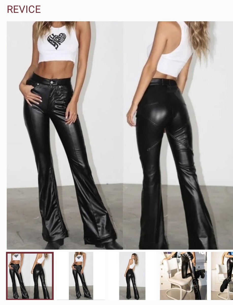 Revice Pants Women 26 Black Vegan Leather Venus Flare Revice Pants Women 26 Black Vegan Leather Venus Flare