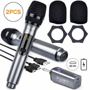 LEKATO Microphone sans fil UHF Récepteur Mic dynamique portatif double rechargeable