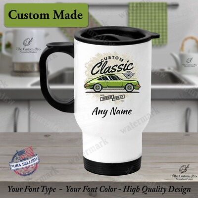 Coffee Mug Stainless Steel Personalized Any Text Classic Muscle Green Car  Mug | eBay