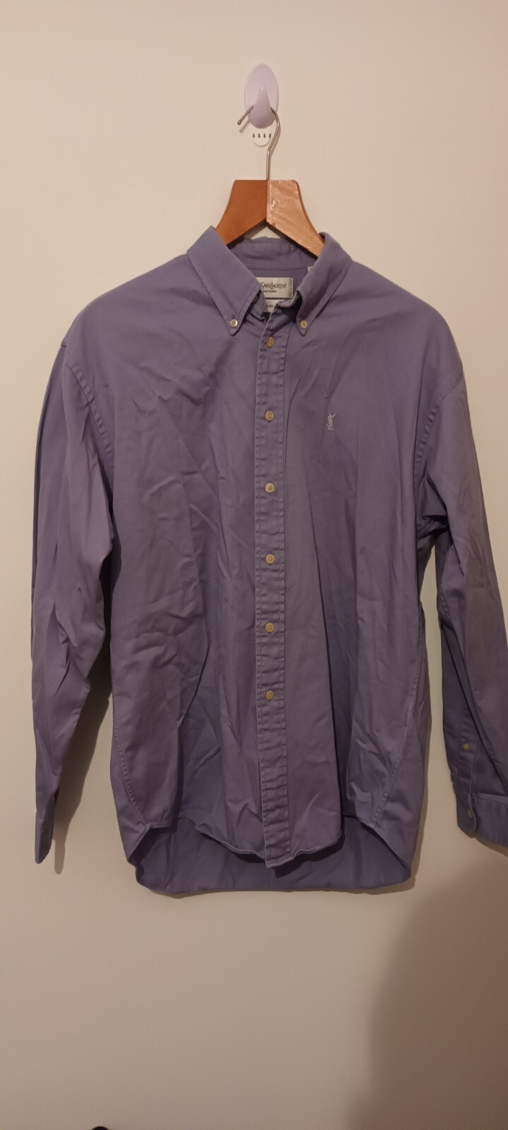 Camicia da uomo viola YSL Yves Saint Laurent 100% cotone taglia media