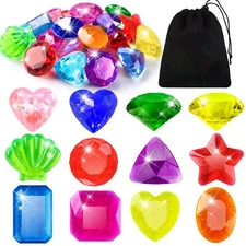 Vellibring 18PCS Diving Gem Pool Toys Acrylic Big Colorful Diamonds Pirate Tr...