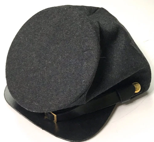 CIVIL WAR CSA CONFEDERATE DARK GREY WOOL FORAGE CAP HAT-2XLARGE