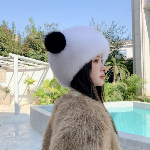 Sombrero de piel de zorro real para mujer sombrero de bombín gorros elásticos oreja exterior gorra oreja de gato - Imagen 11 de 13