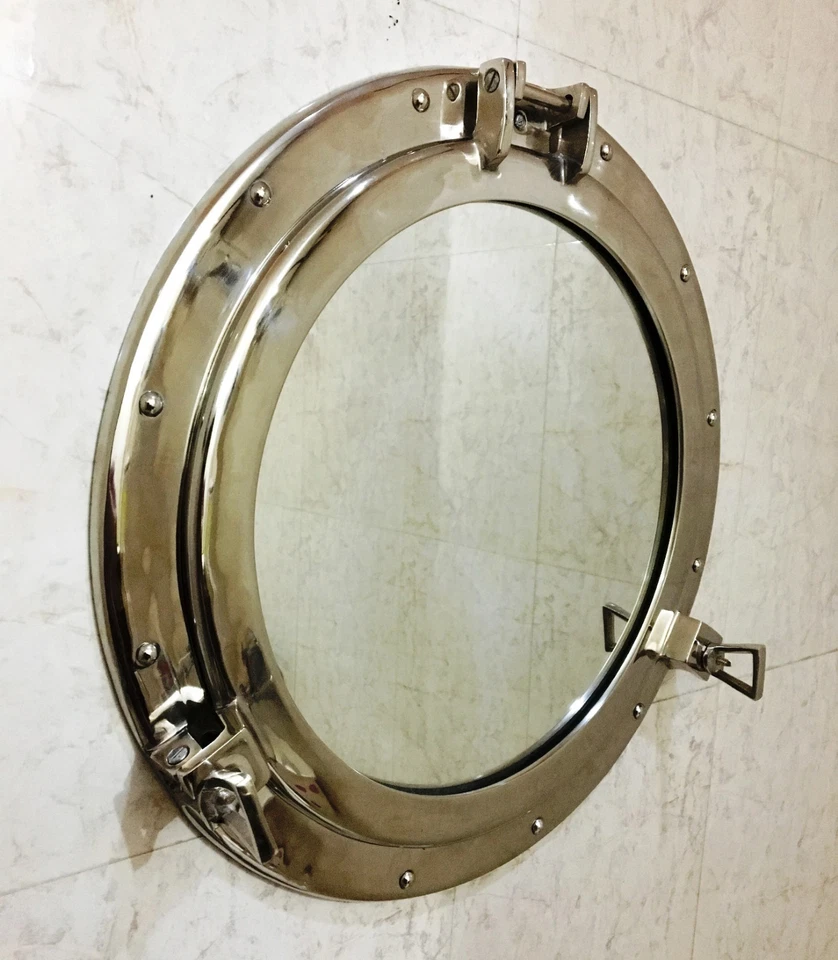 20" Porthole Mirror Chrome ~ Aluminum Porthole ~ Ship Porthole ~ Wall Decor - Image 4 of 4
