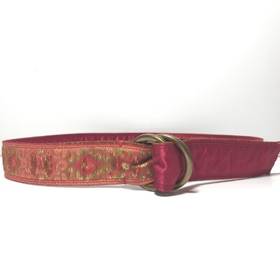 Women's Belt Large-Extra Large Red Gold Ribbon Canvas D Ring