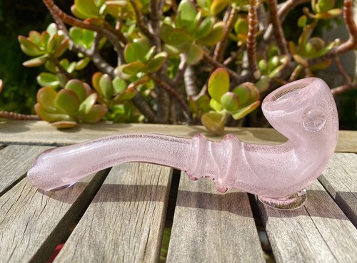 Glow In The Dark Tobacco Glass Pipe Pink Sherlock Pipe (handmade) - Picture 6 of 6