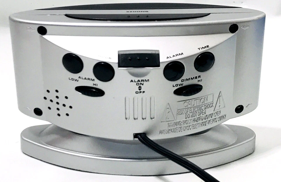 Sharp LED Digital Alarm Clock, Swivel Base, Silver Case, Red Display, SPC033D - Image 2 of 4