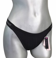 Victorias Secret VS Sydney Logo Brazilian Bikini Swim Bottom Black Nwt L