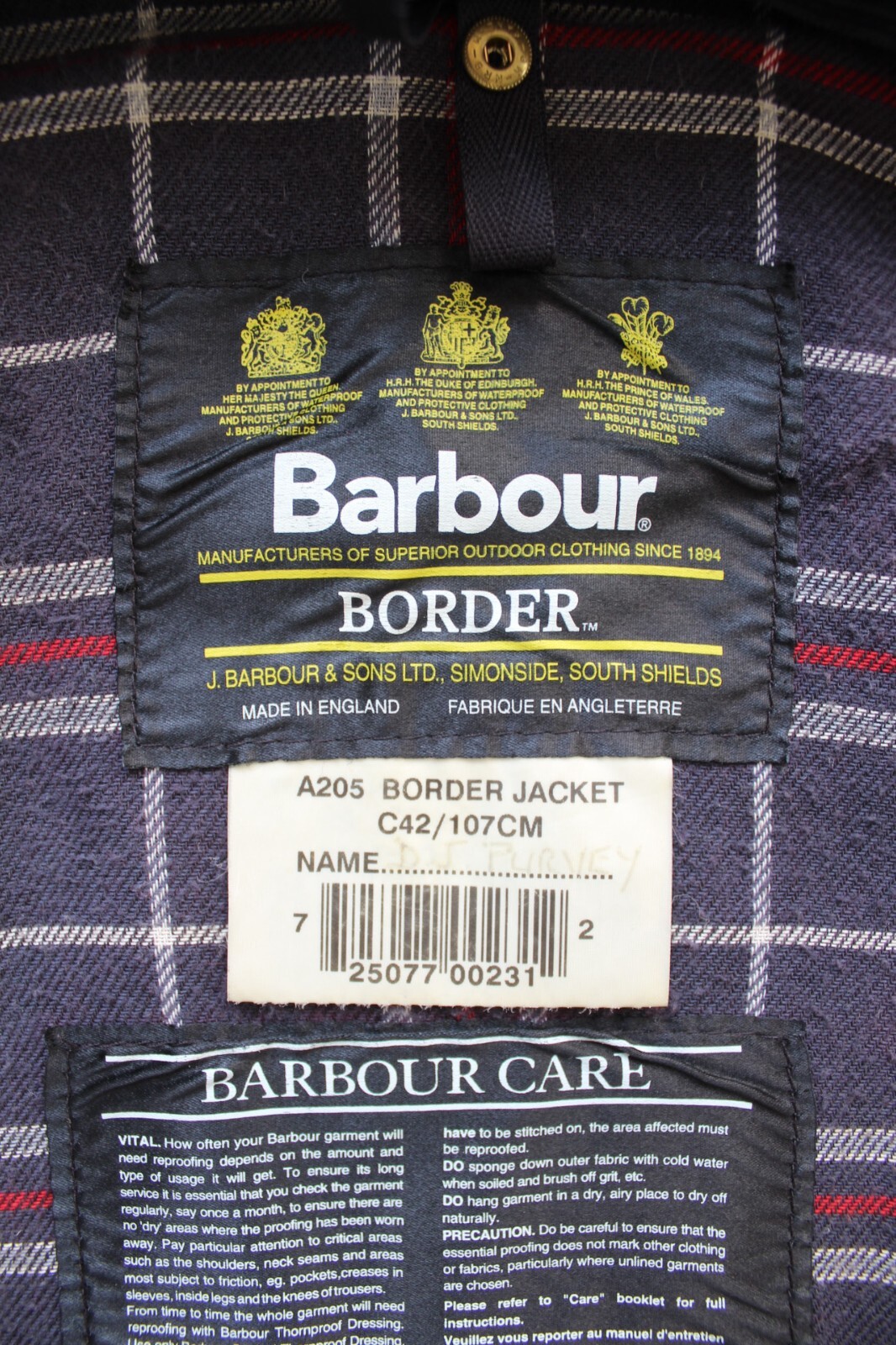 Barbour Border A205 wax jacket C42/107cm navy LJKTC653B image 5