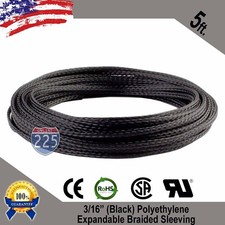 5 FT. 3/16" Black Expandable Wire Cable Sleeving Sheathing Braided Loom Tubing