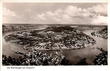 Aerial View of Rheinbogen Arch Boppard Germany 1940s RPPC Postcard Unused Photo
