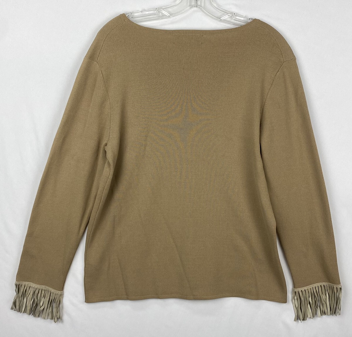 Spenser Jeremy Tan Top With Suede Fringe Tassels Size L Western