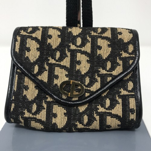 Borsa a tracolla vintage Christian Dior Trotter monogramma blu - Foto 2 di 7