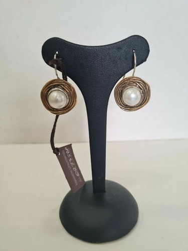 Massimo Ursumando Orecchini Spirale Perla Argento Bronzo Martellati Artigianale - Picture 5 of 8