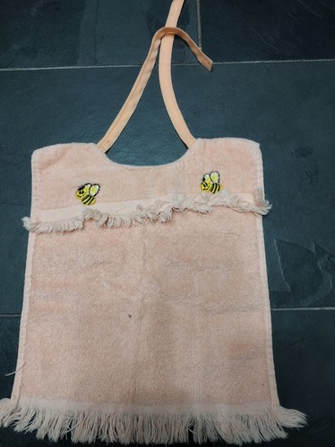 Vintage 1980s Homemade Peach Colored Baby Big with Bees and Fringe and Ties