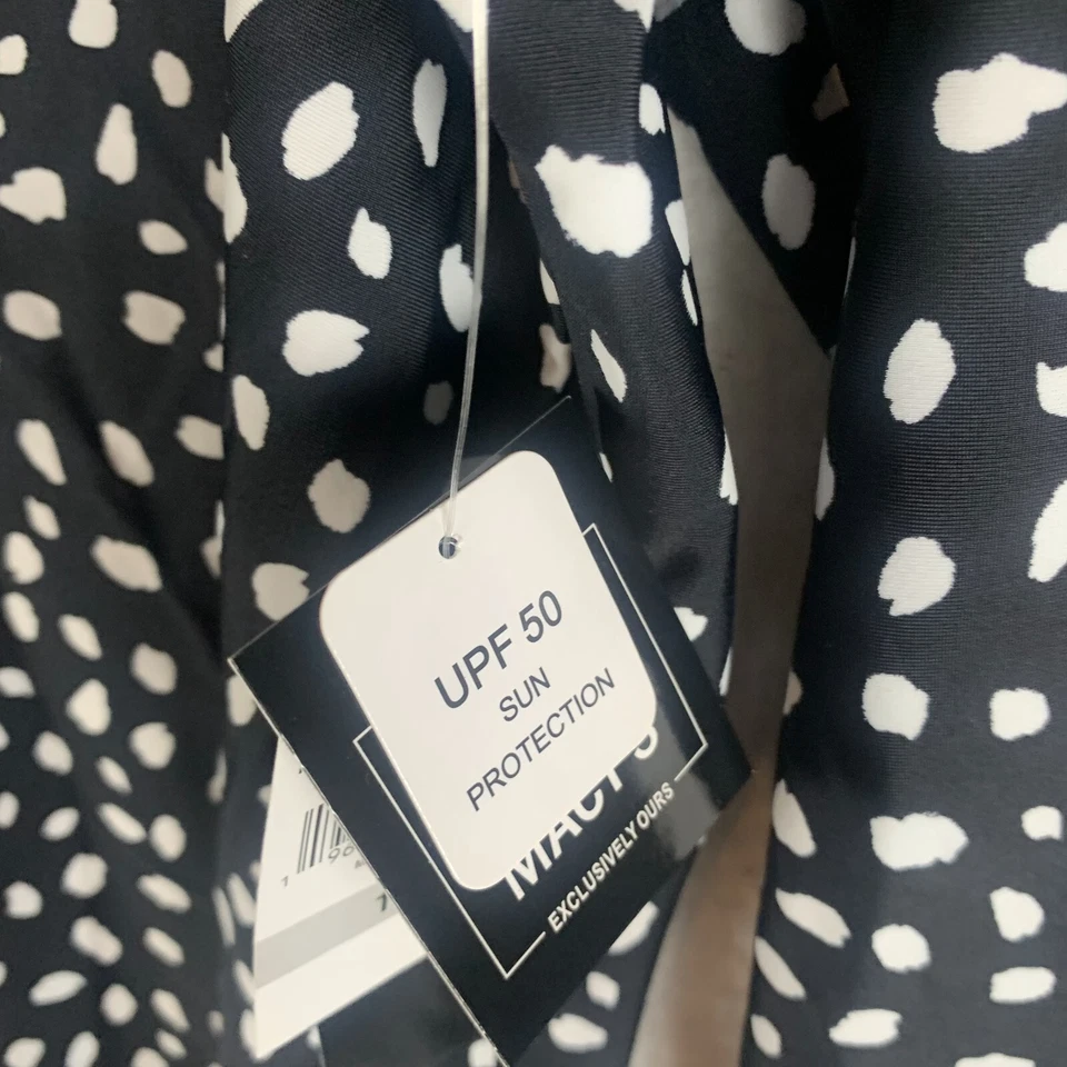 Island Escape Rash Guard Para Mujer 1X Negro Blanco Lunares Elástico Media Cremallera S9472 Foto 3 de 4