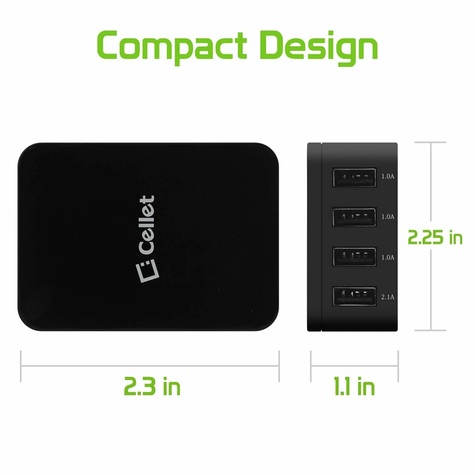 5V 25Watt 5.1Amp 4 Port USB Desktop Charging Station/Travel Wall Charger Black. - Image 4 of 4