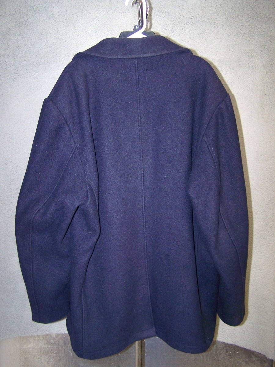 JORDAN CRAIG Pea Coat Adult 2XL XXL Black Thick Wool Blend Long