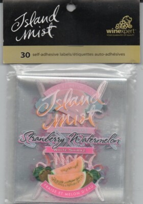 Island Mist Strawberry Watermelon  Peel & Stick Wine Bottle Labels Package of 30