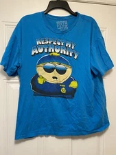South Park Cartman Respect My Authority t shirt Vintage Rare Xl Blue