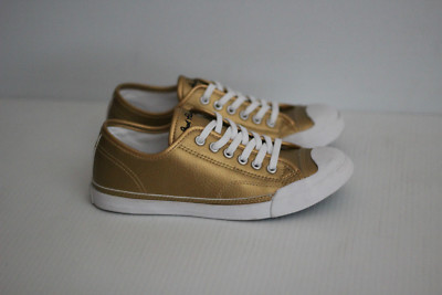 NEW Womens Converse Jack Purcell Sneakers Lace Up Low Top - Gold Leather - 6.5US
