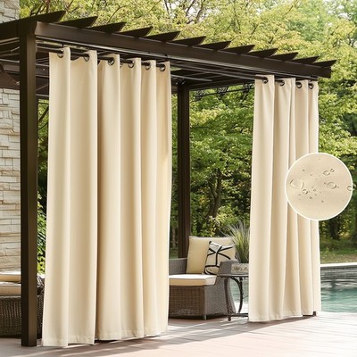 ColourTree Outdoor Curtains for Patio,Waterproof Outside Curtains Premium 