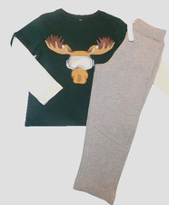 Tommy Bahama Boy  s Outfit T-Shirt  Sweatpants Green Brown SIZE XS/4 Moose NEW