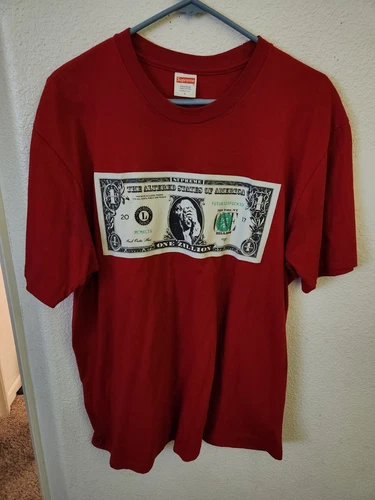 Tee shirt Supreme Zillion Dollar FW17 Dollar Bill taille L rouge