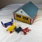 Marx Toys Tin Garage And Garage Accessories Miniature Vintage Nice Car Figurine