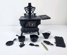 Vintage Crescent Cast Iron Stove and Lot Accessories, Pots, Ash, Pan, Complete
