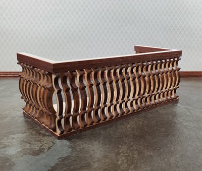 Dollhouse Balcony Square Double Unpainted Wood 1:12 Scale Miniature 5 1/2'' Long