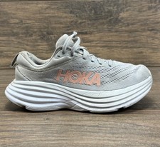 Hoka One One Shoes Womens 6 B Bondi 8 Grey Running Athletic Sneakers-READ