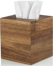 Square tissue box cover - Acacia wood tissue box holder, suitable for tabletops