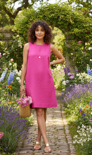 J Crew Button-Back Shift Dress Womens XLT Hot Pink Linen Sleeveless NEW NWT