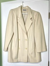VTG Forecaster of Boston Womens Wool Blend Coat Sz 14 Cream Double Breasted USA