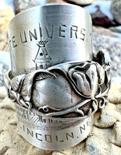 RARE antique UNIVERSITY of NEBRASKA-LINCOLN sterling spoon ring size 12 .925 14g