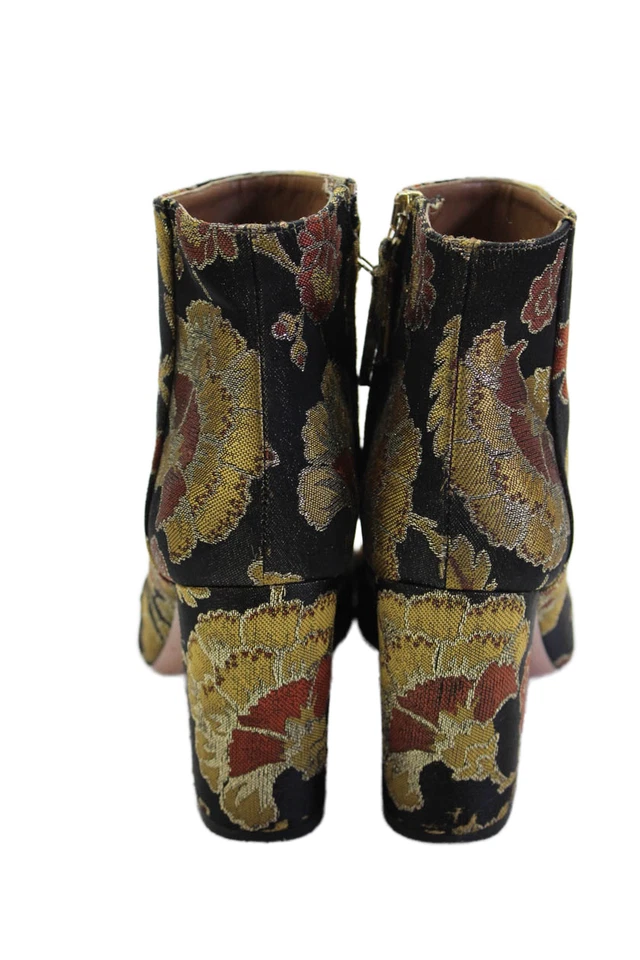 Женские сапоги Aquazzura с круглым носком на молнии на блочных каблуках с цветочным рисунком размер 37 - Изображение 3 из 4