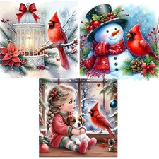 3 Pack Christmas Cardinal Diamond Art Kit For Adults 5D DIY Full Drill Art