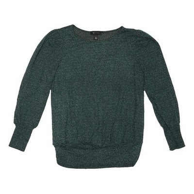 AB STUDIO Damen Pullover grün gemustert Baumwollmischung Rundhals Basic Strick M
