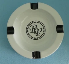 Rocky Patel CIGAR ASHTRAY Art Deco Circular White  with Black Slots Logo Unused
