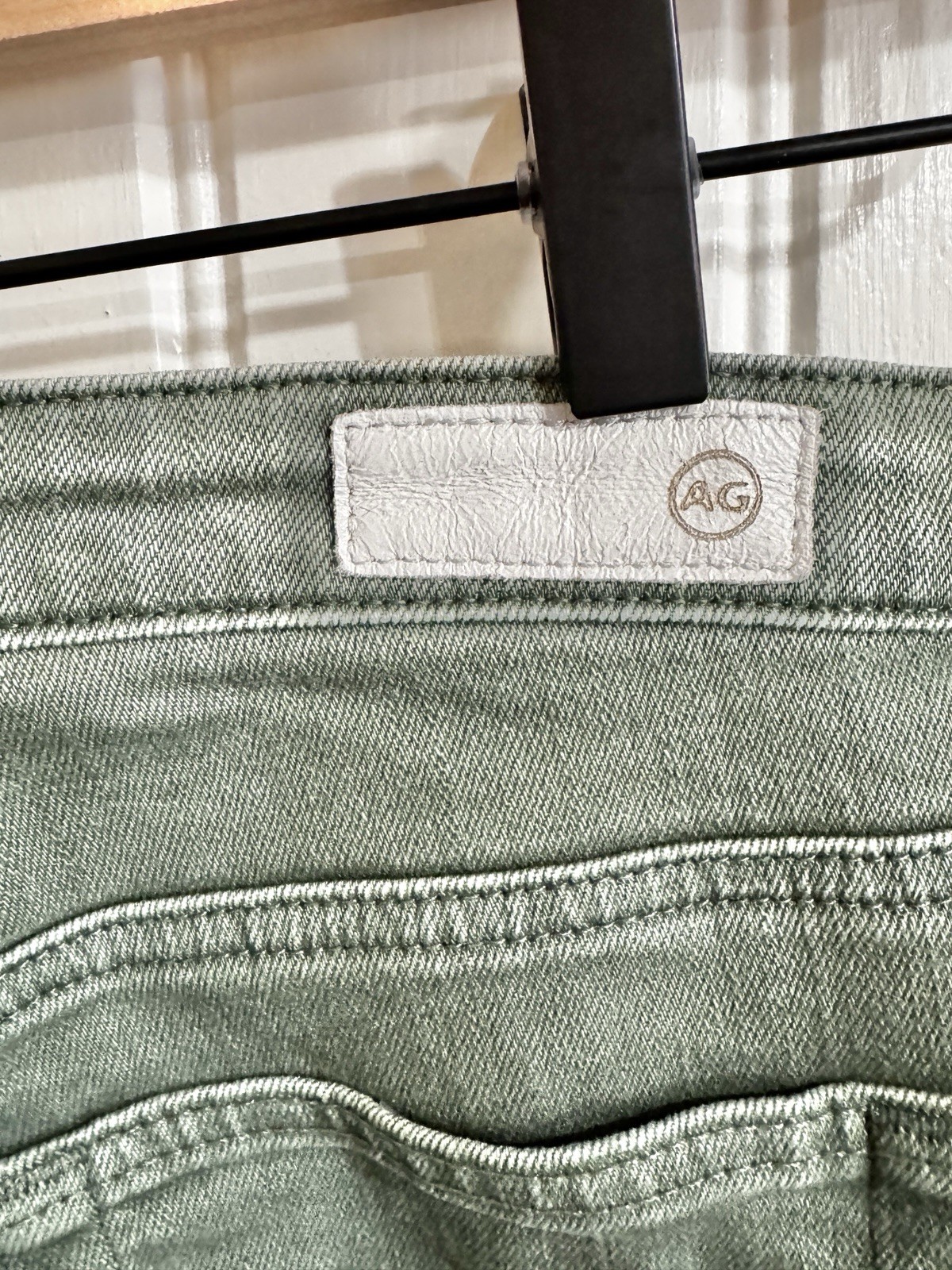 AG The Isabelle Button Up Jeans Women’s 27R High Rise Crop Green Stretch Denim thumbnail 12