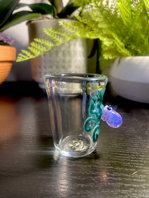 2  Octopus Glass Shot Hand Blown Pink Slyme
